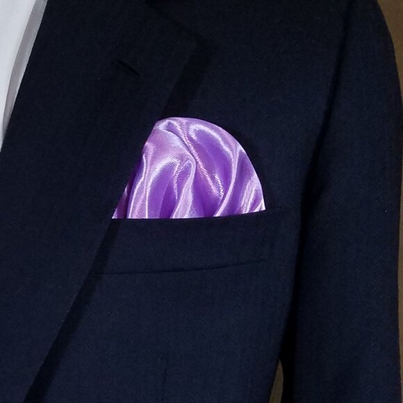New - Men's Lavender Purple Satin Pre-Folded Pocket Square Insert - Picture 1 of 6